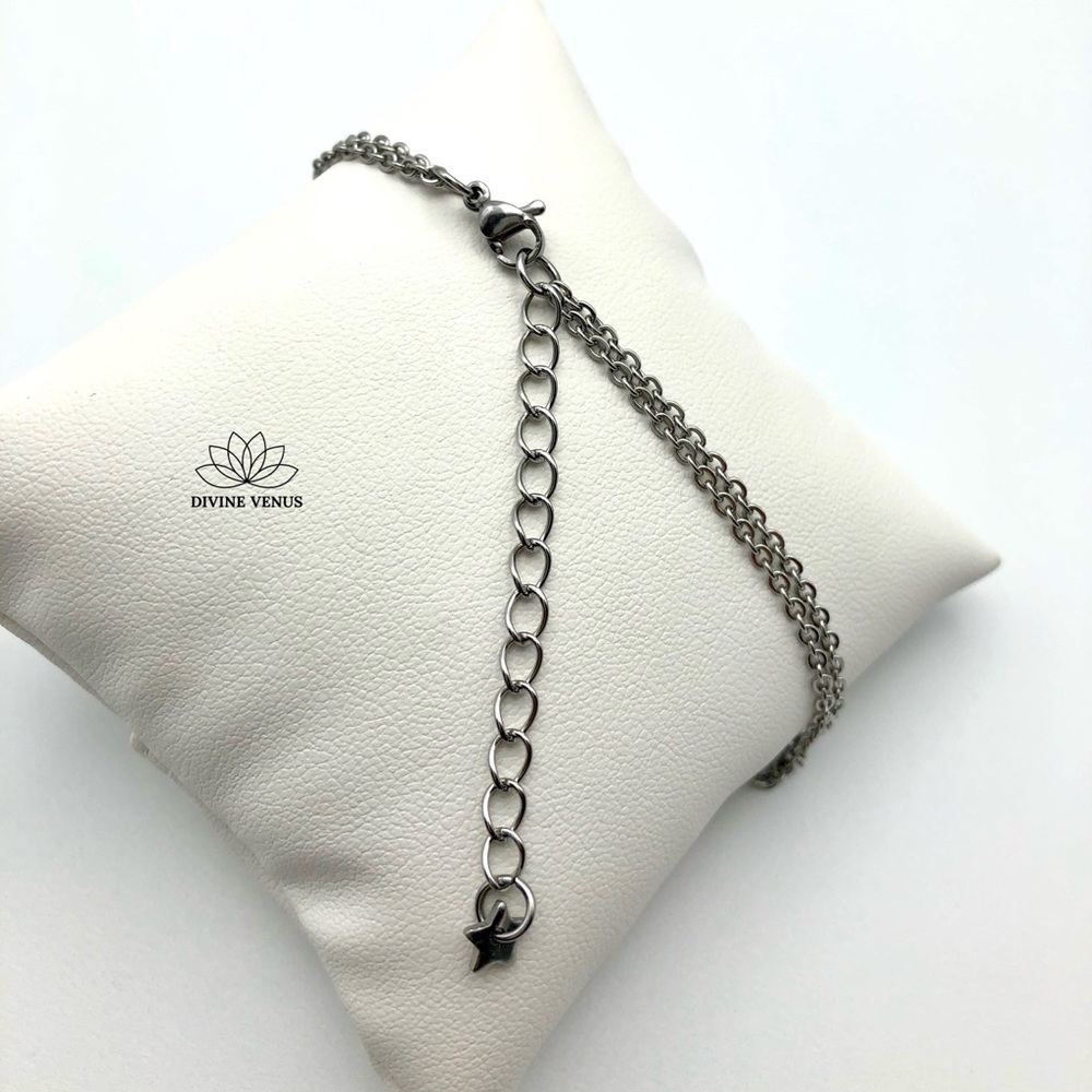 Rose Quartz Crescent Moon Layered Necklace - Picture 13 of 15